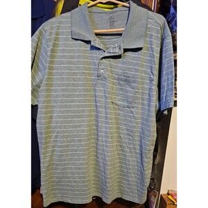 George Polo Shirt 2XL Blue w White 100% Cotton Classic Look